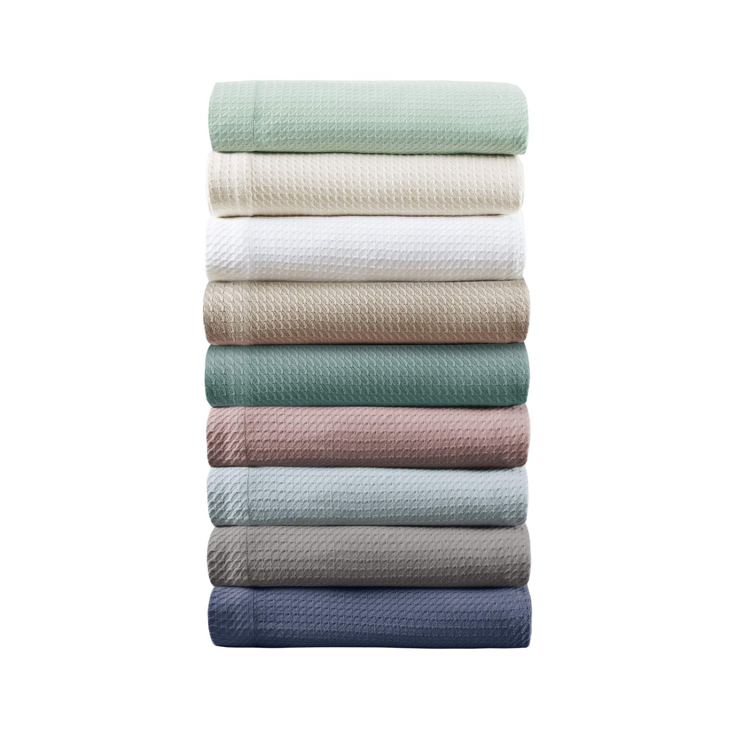 Madison Park 100% Egyptian Cotton Lightweight Summer Blanket, Breathable Waffle Knit Design, Soft Cozy All-Season Throw for Bed, Couch or Sofa, Light Blue King Size (108"x90")