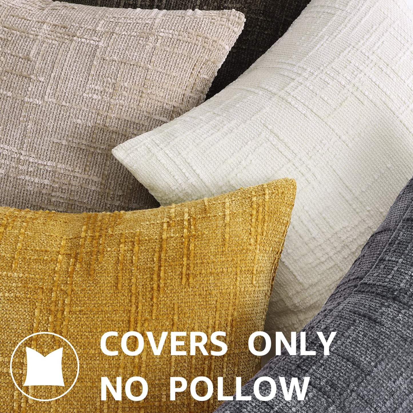decorUhome Dark Brown Chenille Throw Pillow Covers 20x20 Set of 2 Textured Soft Cozy Slubby Couch Pillow Covers Modern Farmhouse Boho Decorative Pillow Cases for Bed Sofa Living Room