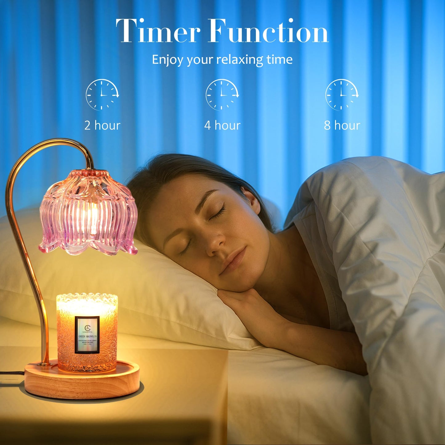 Merrtody Flower Candle Warmer Lamp with Timer & Dimmer - Fits All Jar Scented Candles - Unique Birthday & Mother's Day Gift for Women，Mom，Her