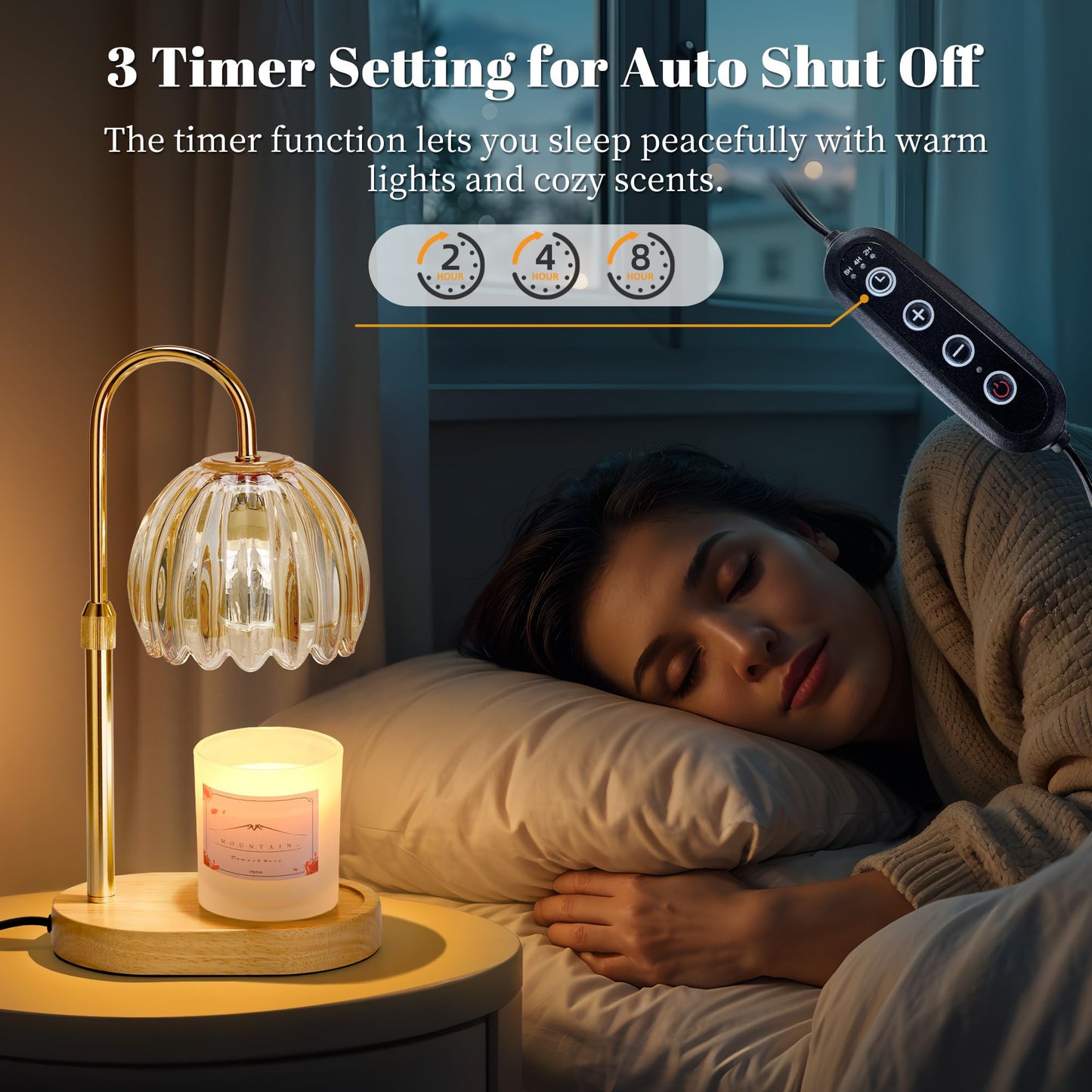 Heymirro Candle Warmer Lamp with Timer Dimmer Adjustable Height, for New Home Decor,Valentine's Day, Birthday Gifts for Women,Wax Warmer Lamp for Jar Candles with 2 Bulbs(Gold)