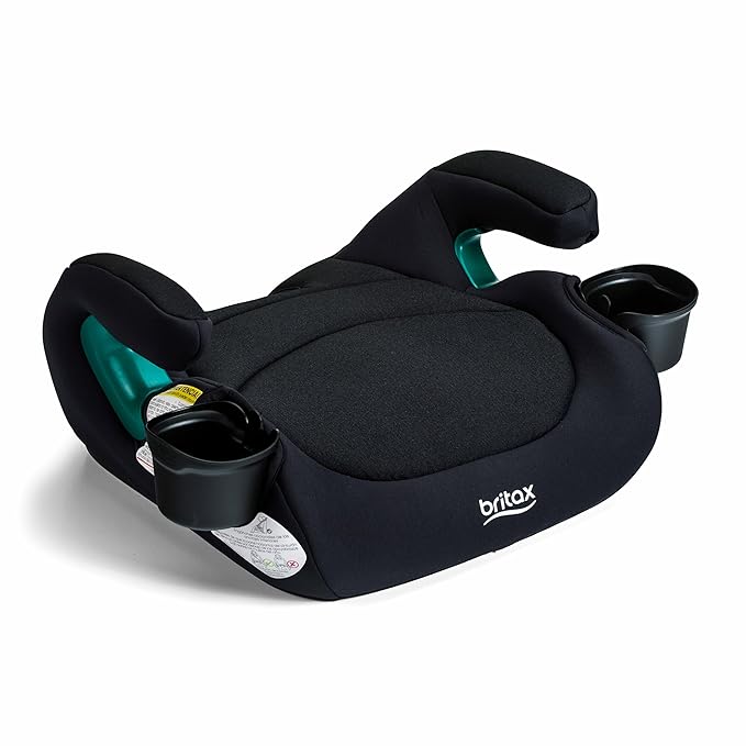 Britax UpNGo Backless Booster Car Seat, Lightweight and Portable Travel Booster with Slim Design and PosturePlus, Accommodates Kids up to 120 Lbs and 63” – Raven Black