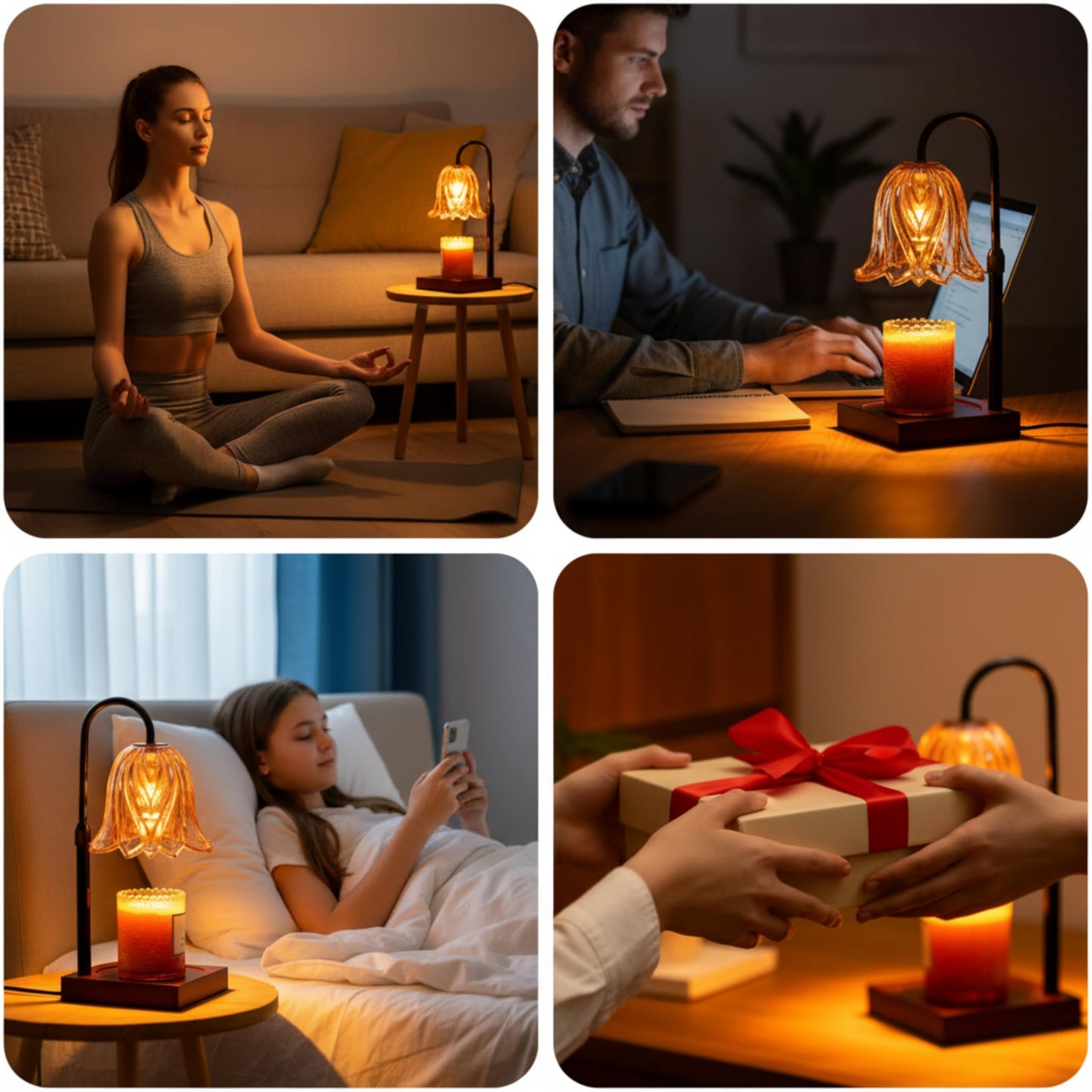 With Memories-Candle Warmer Lamp with Timer Dimmable, Birthday Gifts for Women Mom, House Warming Gifts New Home Decor, Wax Melt Warmer for Jar Candles with 2 Bulbs (Black)