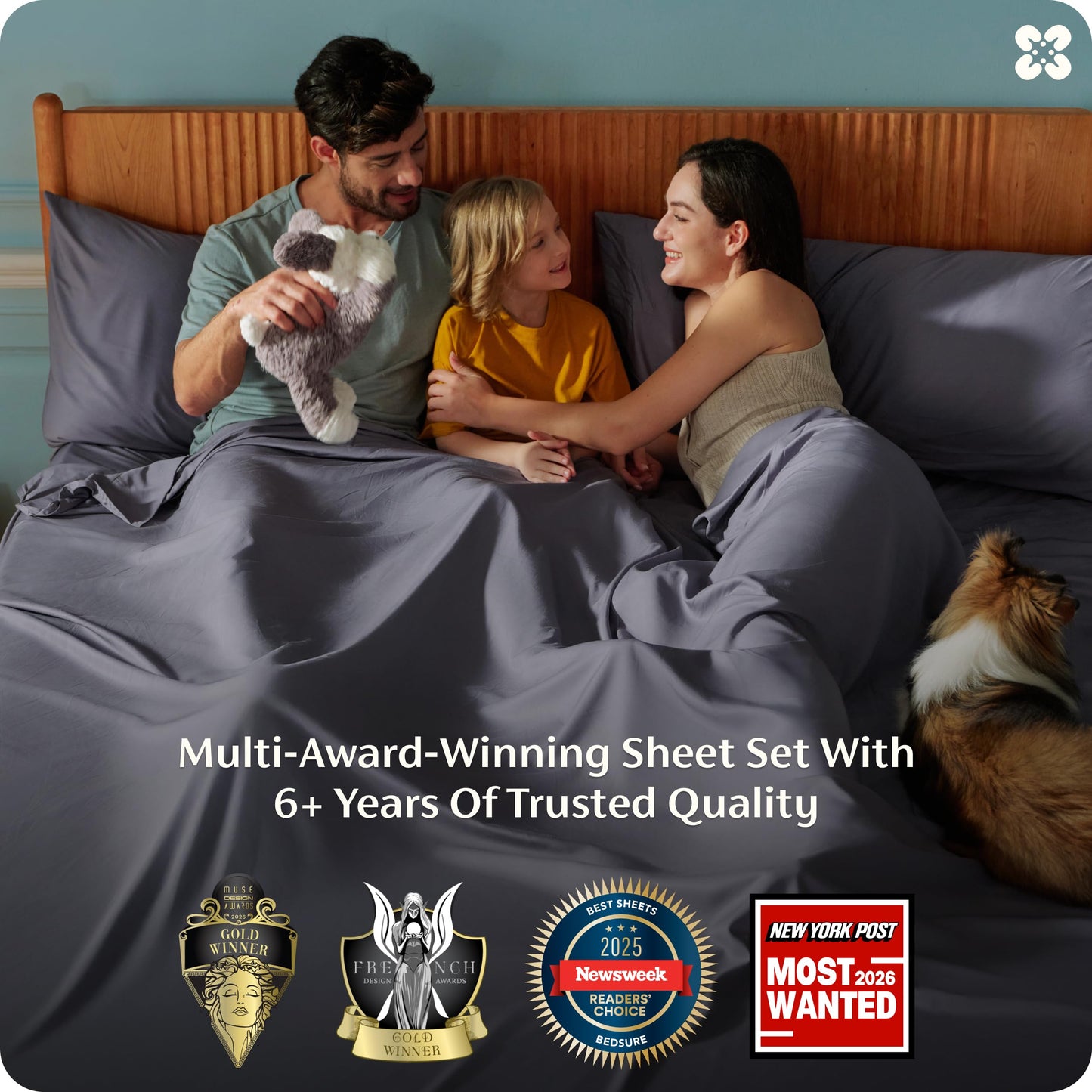 Bedsure Queen Sheet Set, Cooling Sheets for Queen Size Bed Set, Rayon Derived from Bamboo, PureWoven, Breathable & Soft, Deep Pocket Up to 16", Hotel Luxury Silky Bedding for Hot Sleepers, Dark Grey