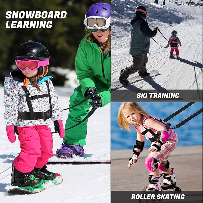 Odoland Kids Ski Snowboard Training Harness Toddler Skiing Harness with Removable Leash Speed Control Teaching for Beginners