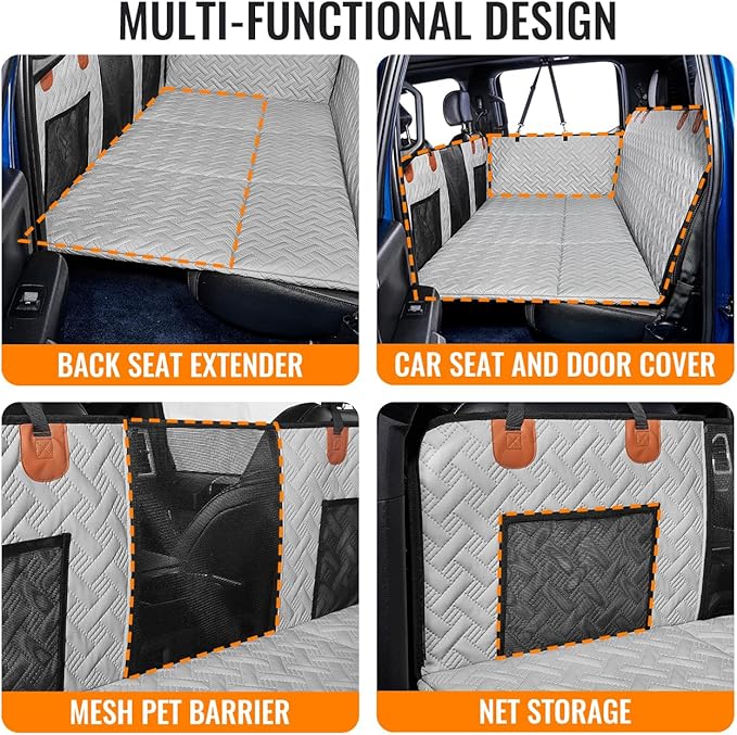 Dog Back Seat Extender for Truck,Dog Seat Cover Back Seat,Dogs Hammock,Hard Bottom Backseat Extender for Pet,Pet Seat Cover for F150/RAM1500/Silverado