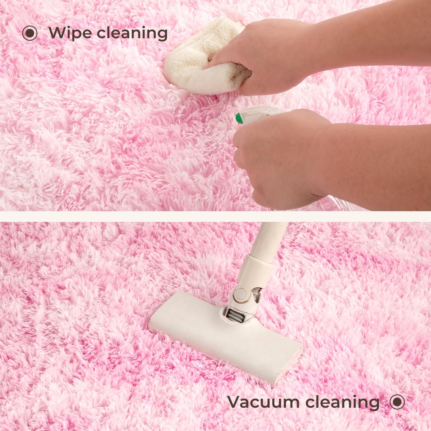 Litanika 3x5 Fluffy Shag Faux Fur Area Rug for Living Room Bedroom, Tie-Dyed Pink High Pile Soft Plush Shaggy Furry Bedside Playroom Dorm Carpet, Non-Slip, Non-Shedding Modern Indoor Floor Rug