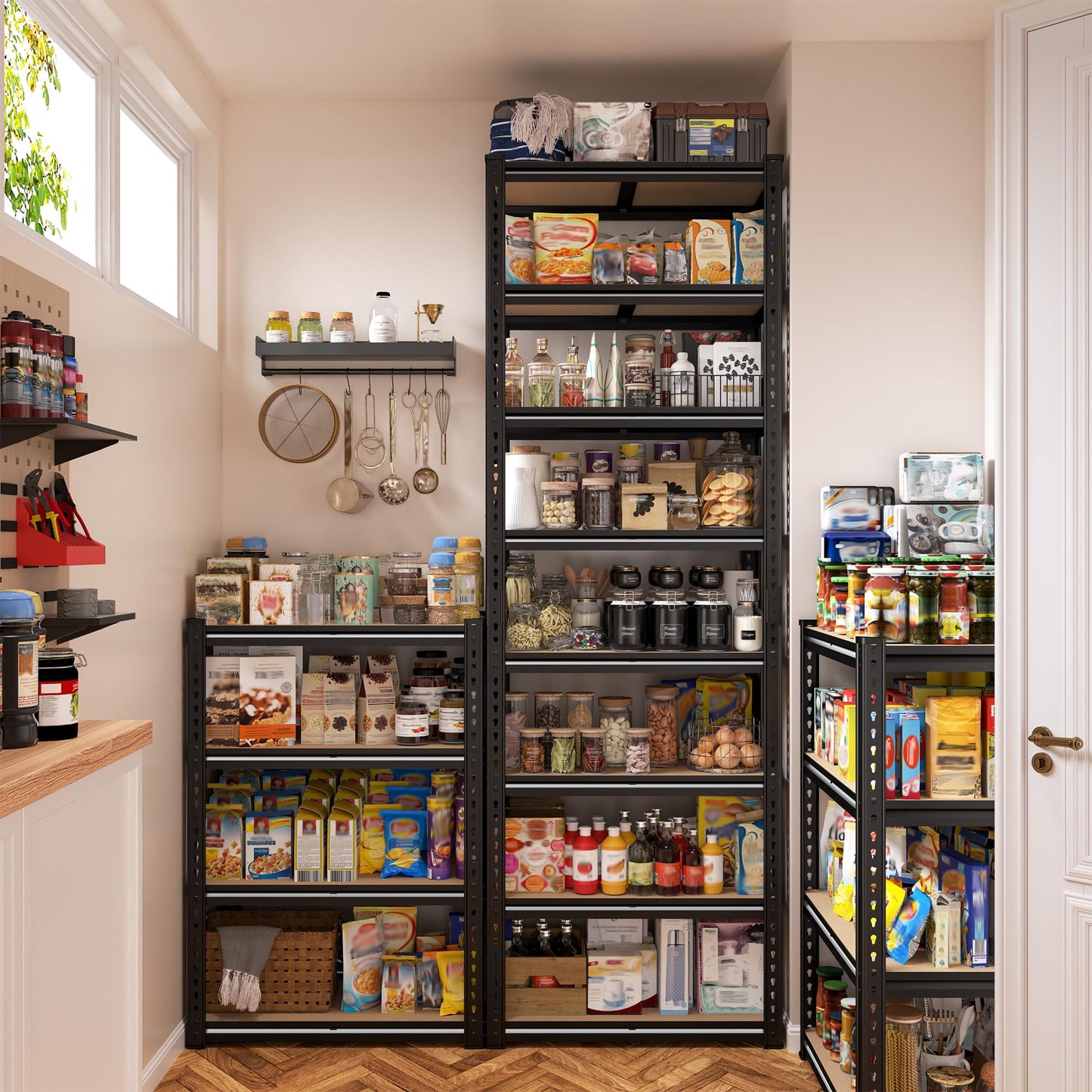DurayLoly 8 Tier Storage Shelves Adjustable Metal Shelving Unit Load 3200 LBS,Garage Shelving Heavy Duty Shelves and Divisible, Storage Rack for Laundry Room, Pantry, Kitchen, Closet,Shelf,84" H