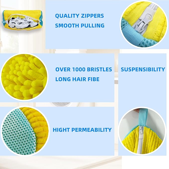 Shoe Washing Machine Bag Laundry Shoe Bag for Washer and Dryer Reusable 2pc Shoe Cleaning Bags for Sneakers 360° Deep Cleaning Machine for All Shoes Types With Self-locking Zipper