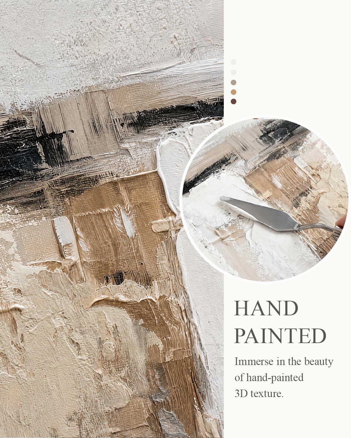 ARPEOTCY 3D Textured Large Framed Canvas Wall Art Prints, Hand-Painted Abstract Beige Earth Tone Neutral Oil Painting Aesthetic, Wall Decor for Living Room Bedroom Office, 16x24inch