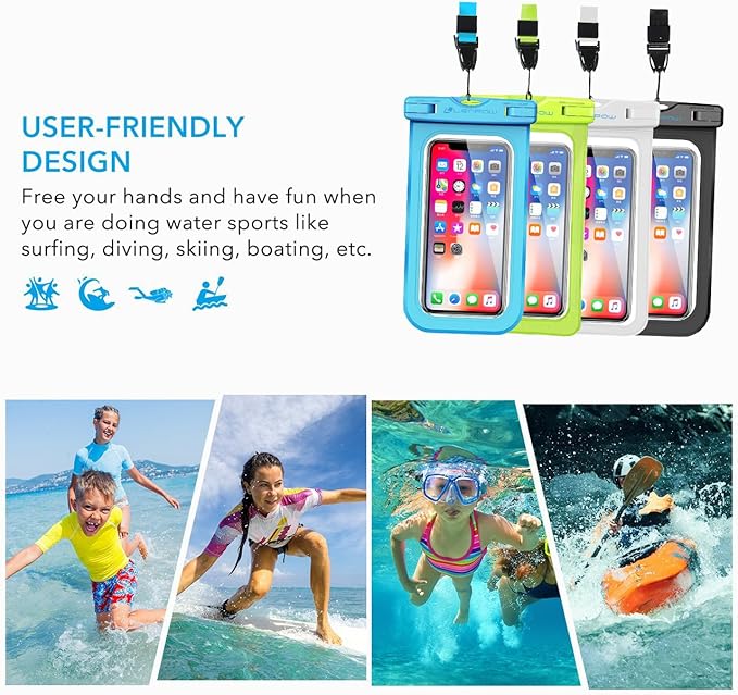 Universal Waterproof Phone Case, 4-Pack IPX8 Water Proof Phone Pouch Clear Cell Phone Dry Bag for Water Games for iPhone 17 16 15 14 13 12 Pro MAX Plus Galaxy S24 S23 S Note Google UP to 7.5"