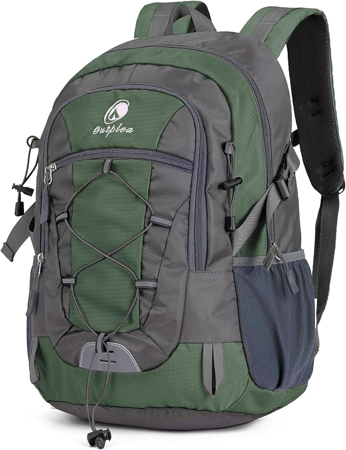 25L Small Hiking Backpack Daypack for Men Women, Waterproof Outdoor Backpack with Chest Strap for Camping, Green