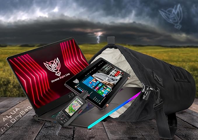 Xtreme Sight Line ~ AQUA RT Dry Bag~ Water-Proof Faraday Dry Bag for Laptops, Tablets, and Mid-Size Electronics ~ Small LITE Faraday Combo ~ Backwoods Camo
