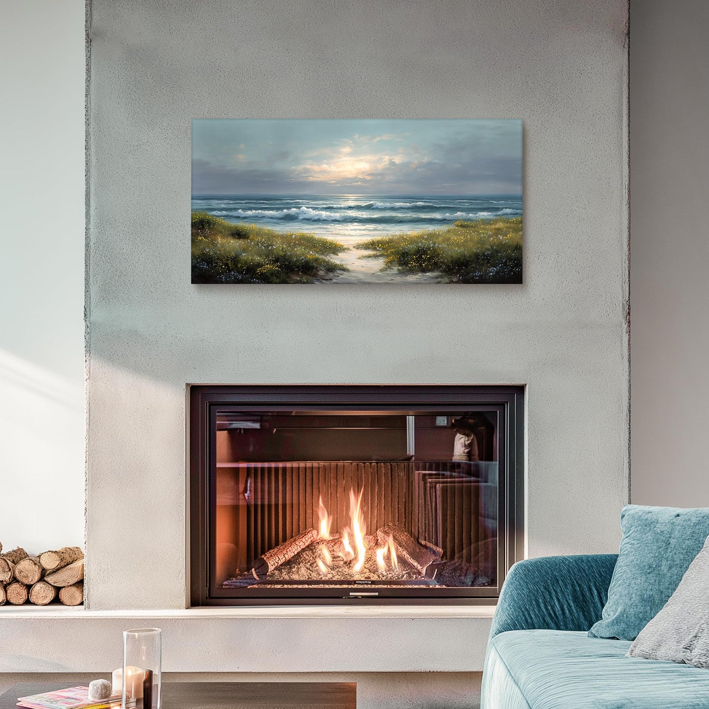 selatala Coastal Large Wall Art 20"X40", Ocean Sunset Landscape Canvas Prints Paintings, Flowers Sea Beach Neutral Wall Picture Artwork Farmhouse Decor Living Room Office Bedroom Dining Room