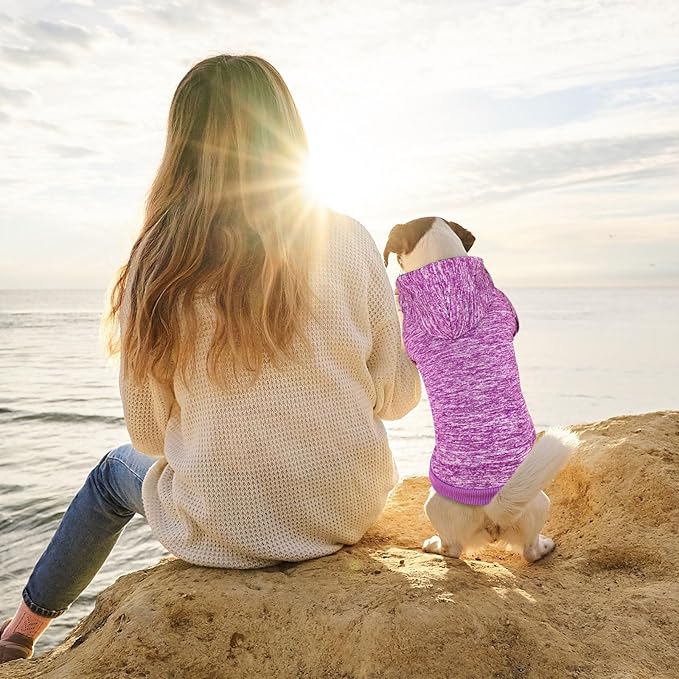 Dog Sweaters for Medium Dogs,Dog Hoodie Fleece Sweater Soft Pet Clothes Sweatshirt with Pocket Pet Hoodie for Medium Dogs(Purple&M)