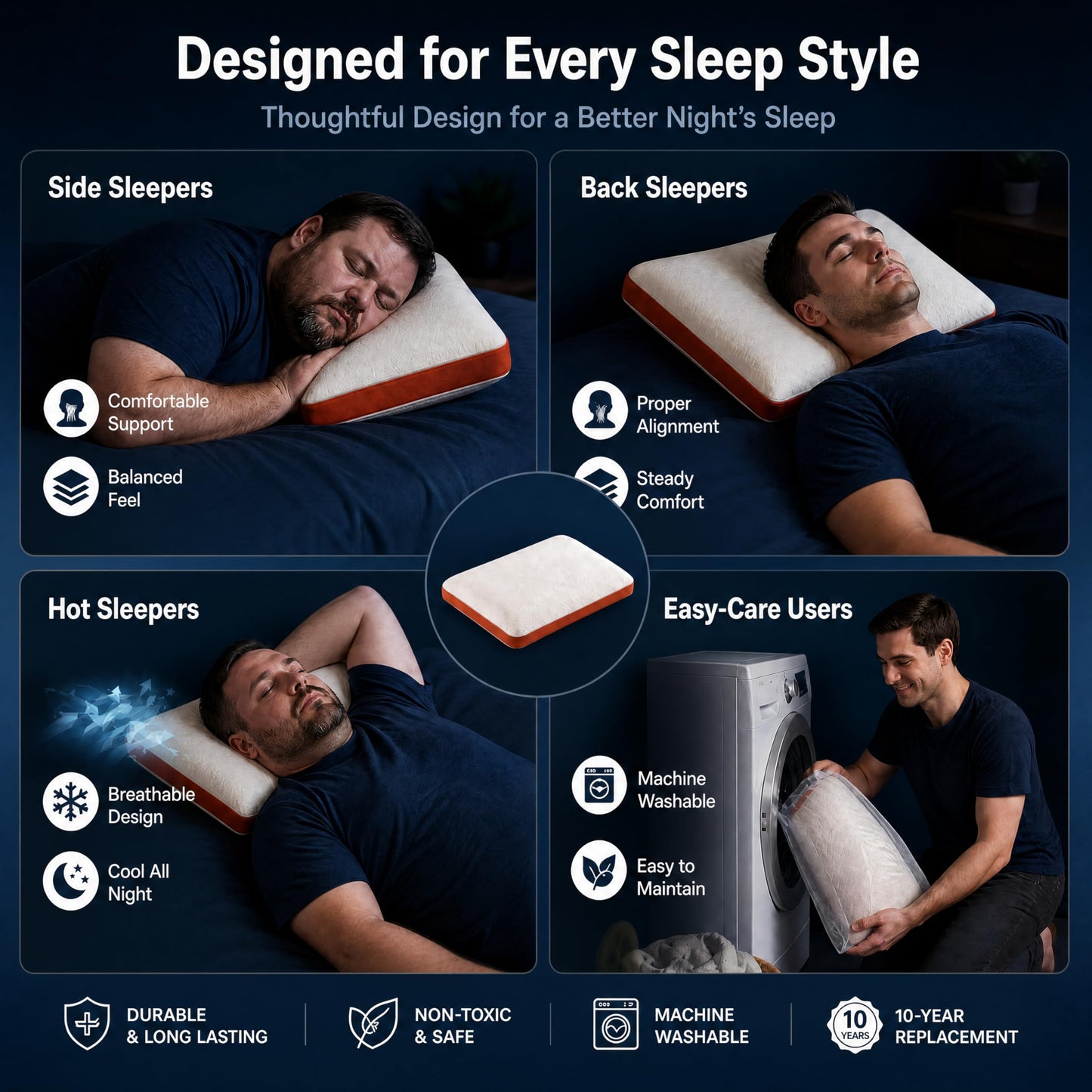 ASRIO Silicone Bed Pillow for Sleeping, Cooling Breathable Medium Firm Pillow with High Resilience Support, Washable Bed Pillow for Side Back and Stomach Sleepers,Queen Size