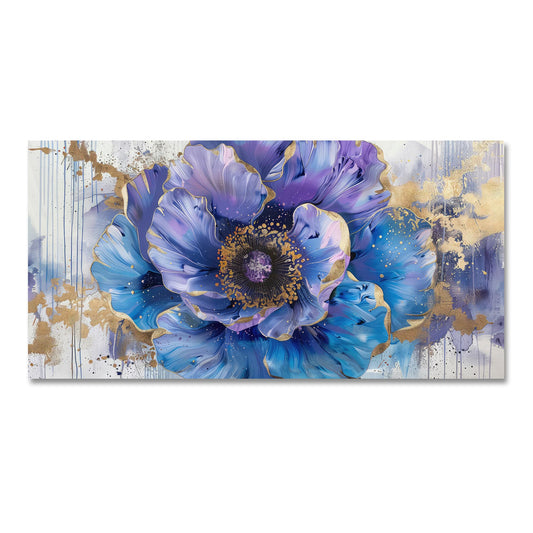 Blue Purple Flower Wall Art Colorful Watercolor Flower Bloom Canvas Painting Bedroom Wildflower Wall Art Home Decor Floral Picture Print Living Room Office Large Framed Artwork