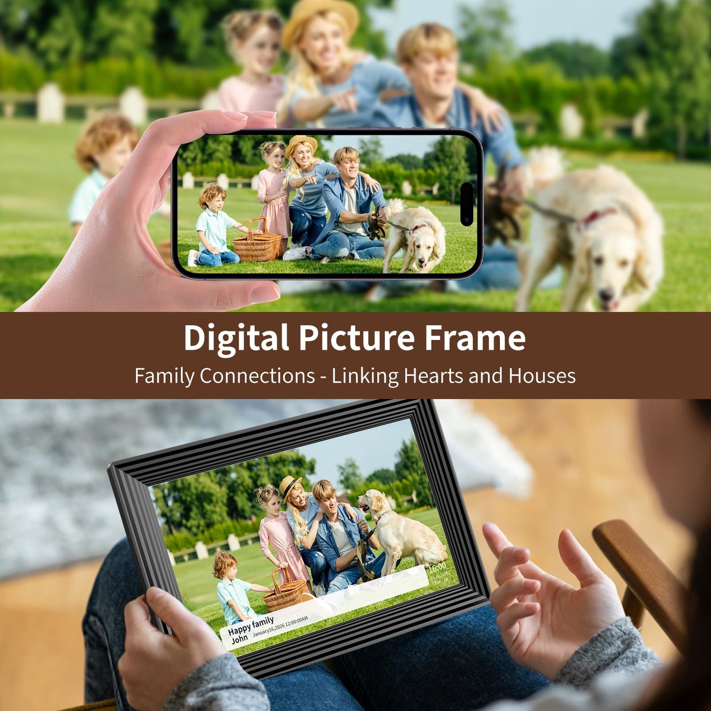 Digital Picture Frame,10.1 Inch Frameo Digital Photo Frame, 1280x800 IPS LCD Touch Screen,16GB, Supports SD Cards,Share Happy Moments Instantly via Frameo App from Anywhere,Best Gifts for Your Loves