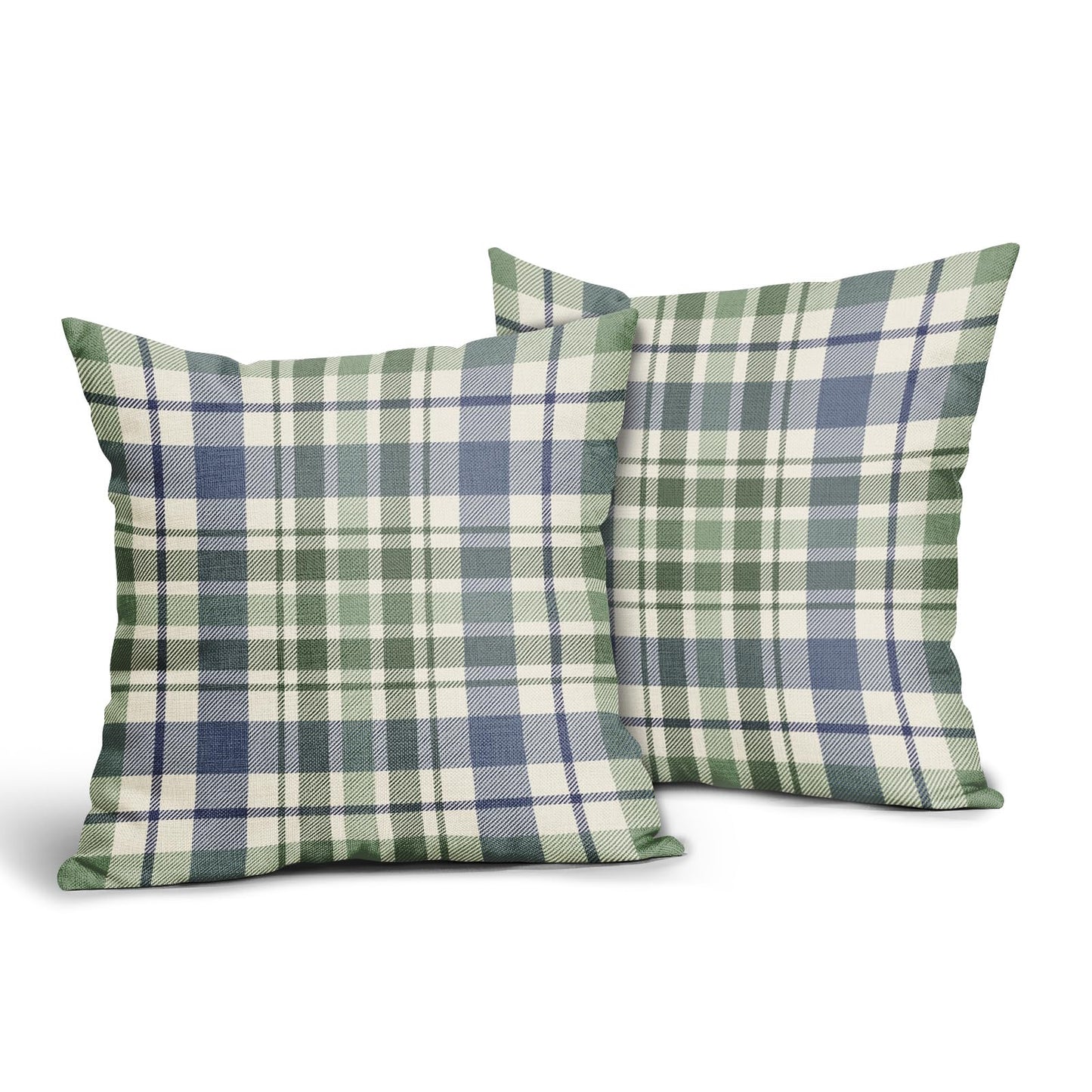 Aytipun Blue Sage Green Spring Plaid Pillow Covers 18x18 Set of 2 Seasonal Tartan Buffalo Plaid Holiday Print Decorative Outdoor Pillowcases Farmhouse Summer Throw Cushion Case Couch Sofa Bed Decor