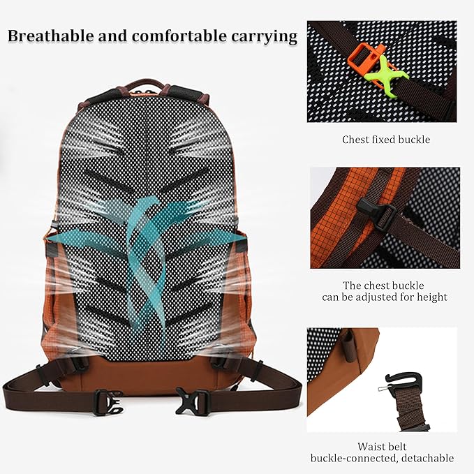 W WINTMING Small Hiking Backpack Travel Backpacks 20L Lightweight Hiking Daypack for Women Men Camping Daily Commuting (Pink)