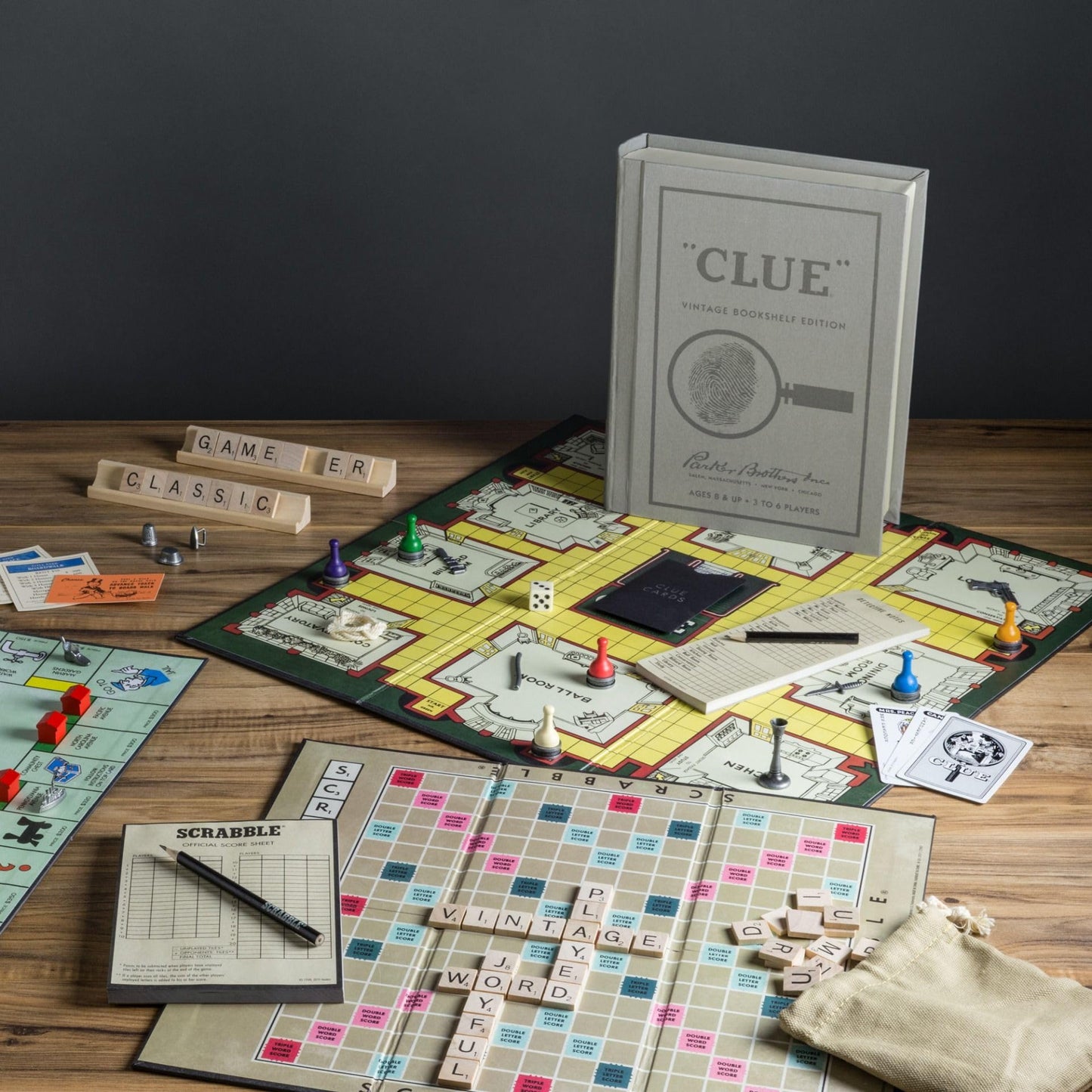 WS Game Company Collection of 19 Vintage Bookshelf Board Games Including Scrabble, Monopoly, Clue, Yahtzee, Battleship, Chess, Candy Land & Sorry! - Classic Family Games for Kids & Adults