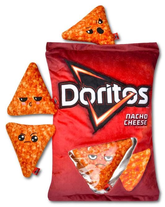 iscream Doritos Nacho Chips Package 17" x 11.5" Fleece Pillow Set with 4 Chip Mini Pillows