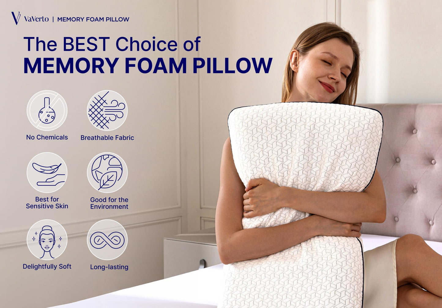 Cooling Gel Memory Foam Pillows - 1-Pack - Standard Size Memory Foam Pillow For Sleeping - Firm Pillow - Back, Stomach & Side Sleeper - Shoulder & Back Pain Relief - Washable, Bamboo Viscose Cover