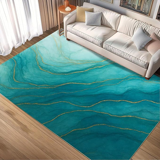 Luxury Marble Rug - 5x8 Area Rug, Abstract Marble Rugs, Abstract Modern Outdoor Rugs, Washable & Non Slip Carpet Home Decor