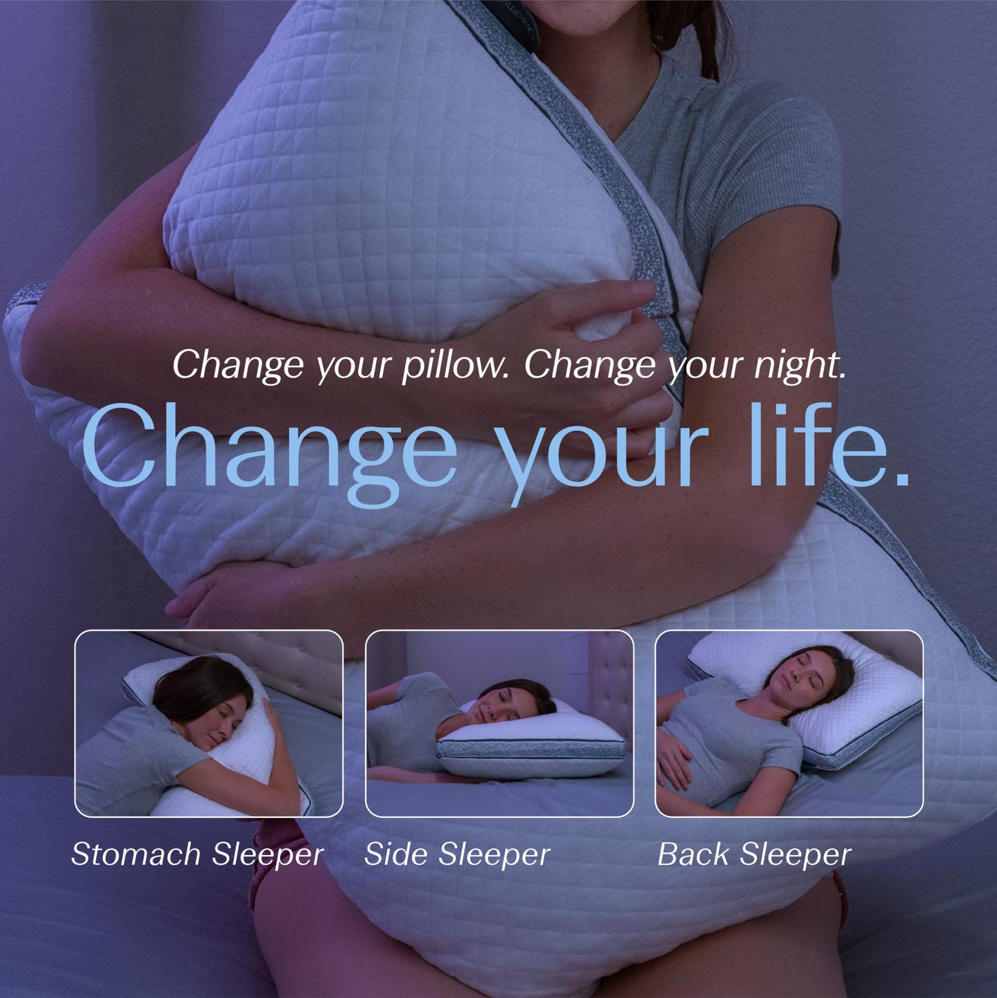 DreamyBlue Gusseted Sapphire Pillow • Adjustable Loft, Luxury Cover, Shredded Memory Foam Fill w/Airflow Beads •Ideal for Wide Shoulders •Neutral Alignment for All • CertiPUR-US Certified Foam (King)
