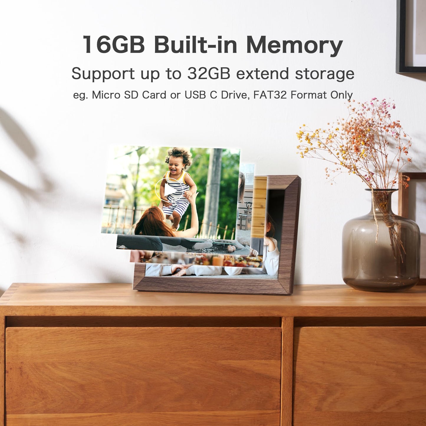 Frameo Digital Picture Frame 2 Pack, 1pc 15.6 Inch Photo Frame Electronic 32GB Memory, 1920 * 1080 Touch Screen, 1pc 10.1inch 1280 * 800 Digital Photo Frame 32GB Memory, Auto-Rotate, Share Photo Video