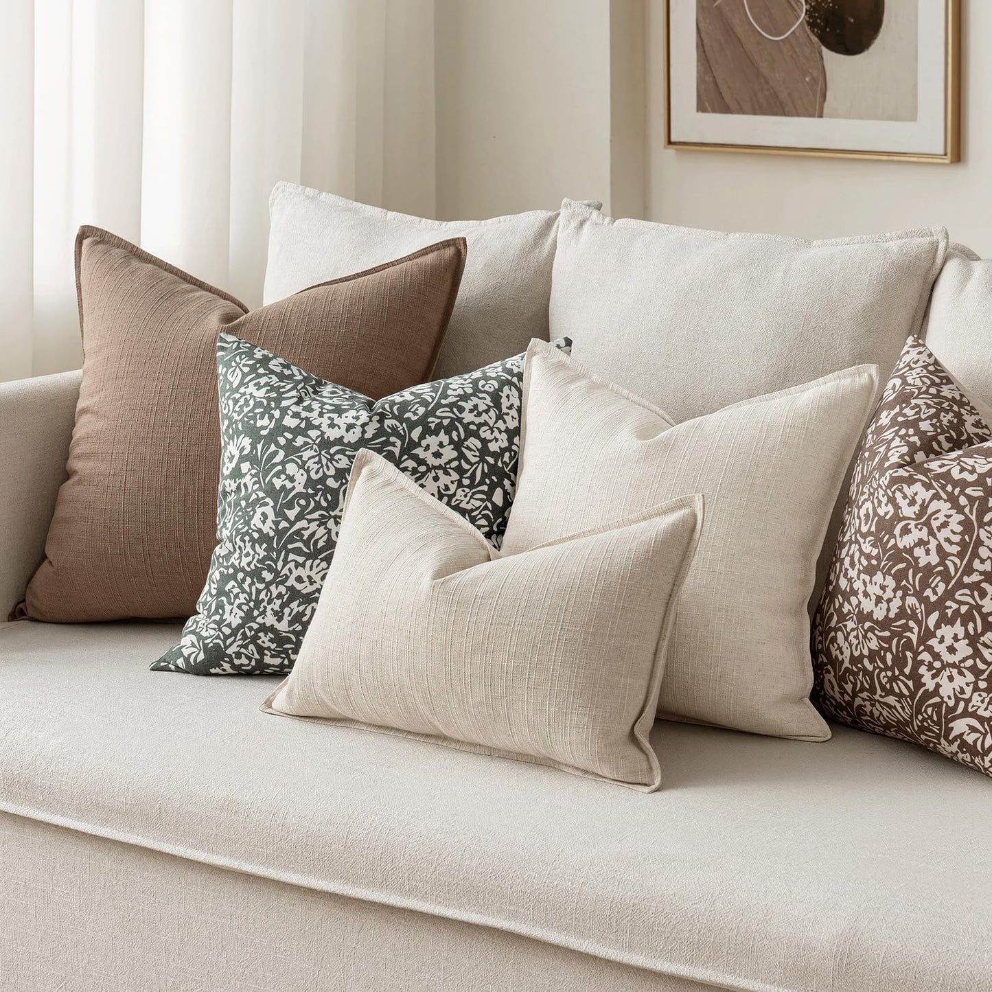 MIULEE Euro Sham Pillow Covers for Bed 26x26, 2 Pack Natural Linen Thick & Textured Decorative Throw Pillow Covers, Neutral Cushion Cases, Modern Farmhouse Home Decor, No Filling