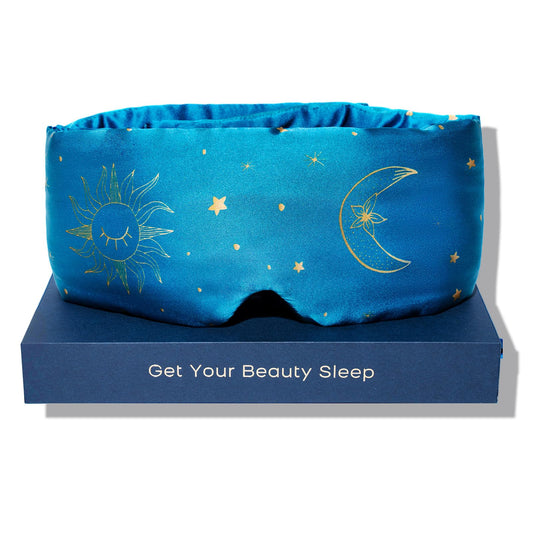 Fleur&Yang Silk Sleep Mask, Adjustable Blackout Sleeping Mask for Men Women, Soft Breathable 100% Mulberry Silk Fabric, Cooling Eye Cover Blindfold for DeepSleep or Meditation(Luna)