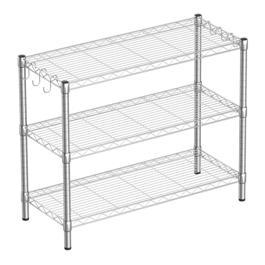 Guan River 3-Shelf Adjustable Metal Wire Shelving,Chrome,36"L x 14"W x 30"H