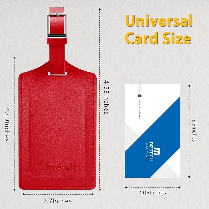 Travelambo 12 Pack Luggage Tags Faux Leather for Suitcases Travel Bag Labels with Protection Cover ID (Red Deep)