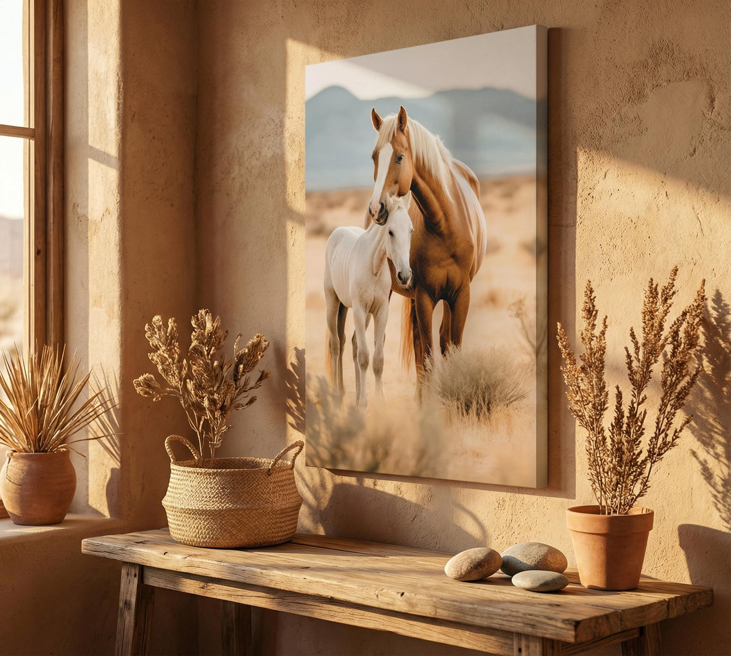 Farmhouse Horse Canvas Wall Art Country Style Colt Wall Decor Pictures Modern Farm West Animal Poster Painting Print for Living Room Bedroom Office Artwork Home Decoration 12x16in Framed