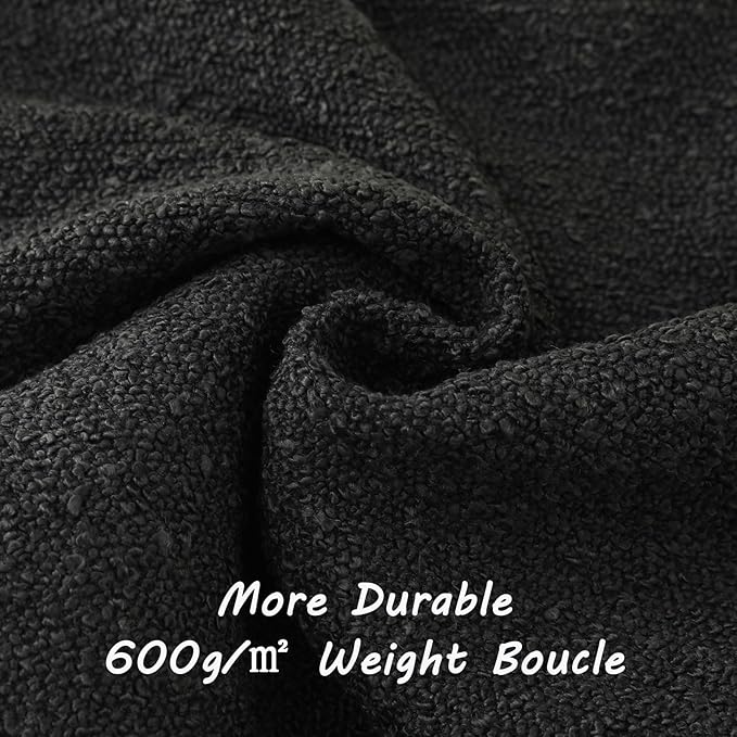 FUTEI Pack of 2 Black Decorative Throw Pillow Covers 26x26 Inch Soft Cozy Solid Boucle Textured Euro Pillow Shams,Modern Home Decor for Couch Bed Living Room