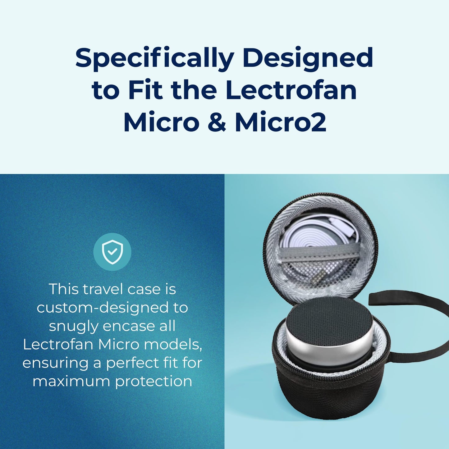 Adaptive Sound Technologies LectroFan Micro2 - Sound Machine for Sleep - Built-in Microphone - Noise-Masking - Precision Volume Settings - Sleek Design - Black Noise Machine, Black Carrying Case