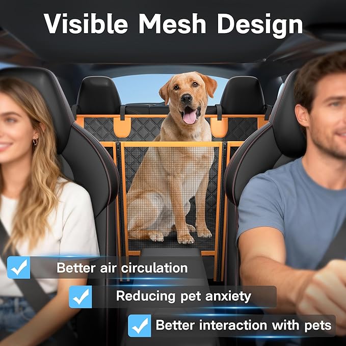 Dog Car Seat Cover for Back Seat, Hard Bottom Car Seat Cover for Dogs with Door Protectors, Waterproof Back Seat Extender for Dogs, Scratch-Resistant, Suitable for Cars
