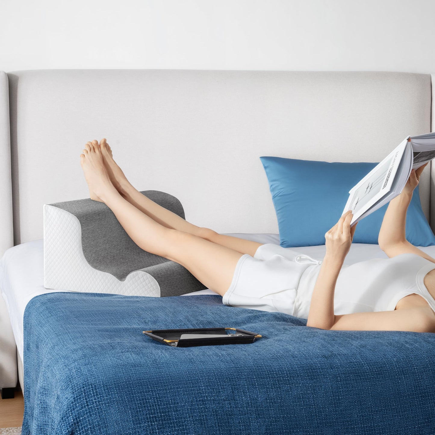 Zerora Reading Pillow for Sitting Up in Bed Rest, Lumbar Neck Support Pillow with Back Support, Home Bedroom Sofa Dorm Essentials for Sleeping Reading Gaming Foot Rest Floor Chair Cushion (Grey)