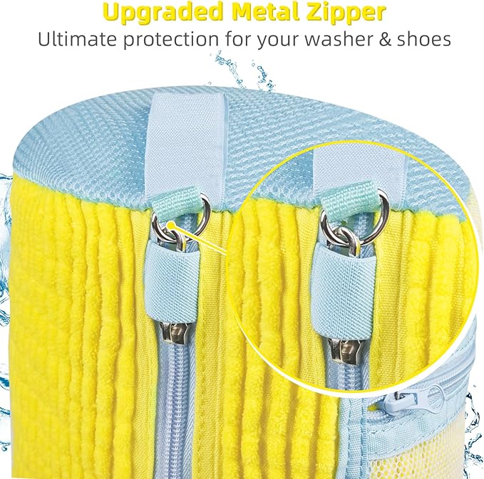 Shoe Washing Machine Bag | Laundry Shoe Bag for Washer and Dryer, 1pcs Reusable Shoes Cleaner Bags, Chenille Microfiber for Sneakers Tennis Shoes, Zipper with Lock Ring