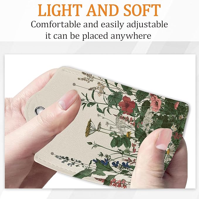 Floral Luggage Tags for Suitcases, 3 Pack Leather Bag Tag Identifiers with Stainless Steel Loop and Address Card for Men Women