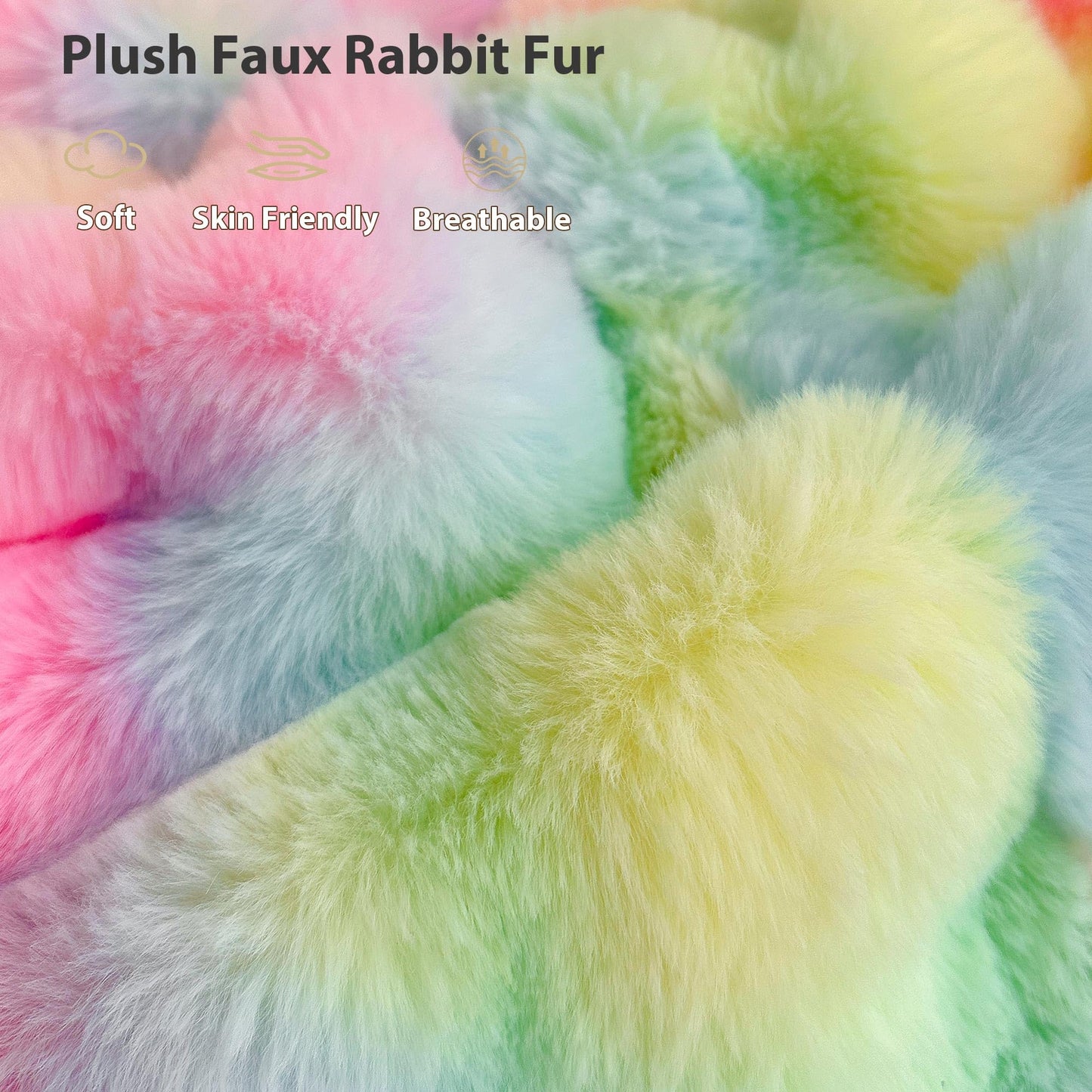 LIFEREVO 2 Pieces Fluffy Faux Rabbit Fur Pillow Cases, Luxury Soft Plush Shaggy Bubble Pillowcases Standard Size with Zipper, Furry Fuzzy Long Pillow Shams for Adult Girls Kids Teens 20x26, Rainbow
