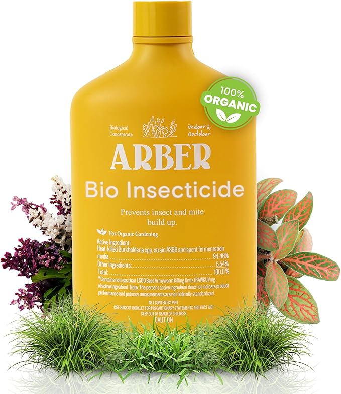 Organic Insecticide Liquid Concentrate – Plant Spray for Indoor & Outdoor Use – Controls Fungus Gnats, Aphids, Whiteflies, Mealybugs & Spider Mites – Houseplant & Garden Insect Killer, Fast-Acting