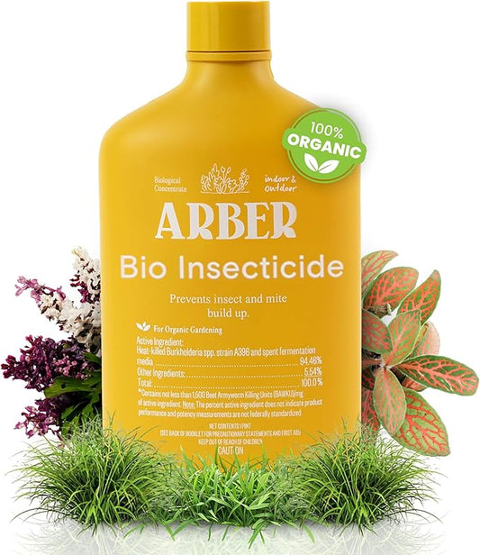Organic Insecticide Liquid Concentrate – Plant Spray for Indoor & Outdoor Use – Controls Fungus Gnats, Aphids, Whiteflies, Mealybugs & Spider Mites – Houseplant & Garden Insect Killer, Fast-Acting