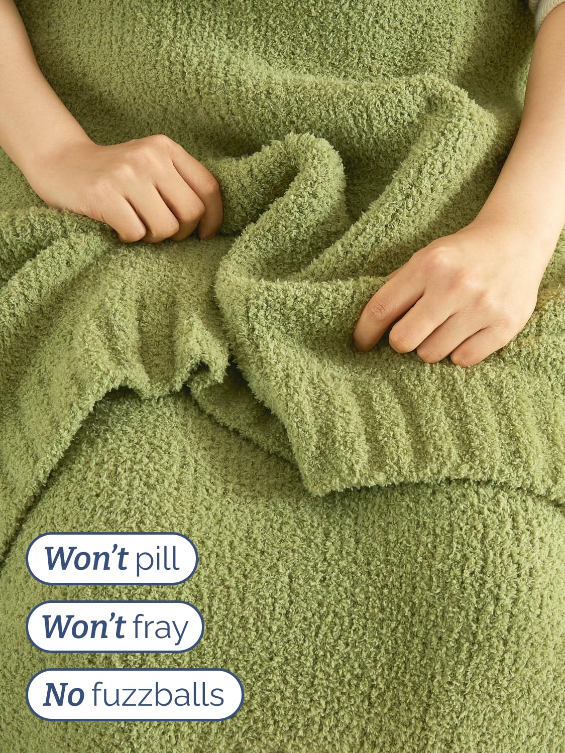 Sage Throw Blanket - Super Soft Throw for Couch, Bed, Sofa, Chair - Lightweight, Warm, Double Sided Knit - All Season Cozy, Fuzzy, Anti-Static Microplush Blanket for Women, Bedroom, Home Decor, 50x60