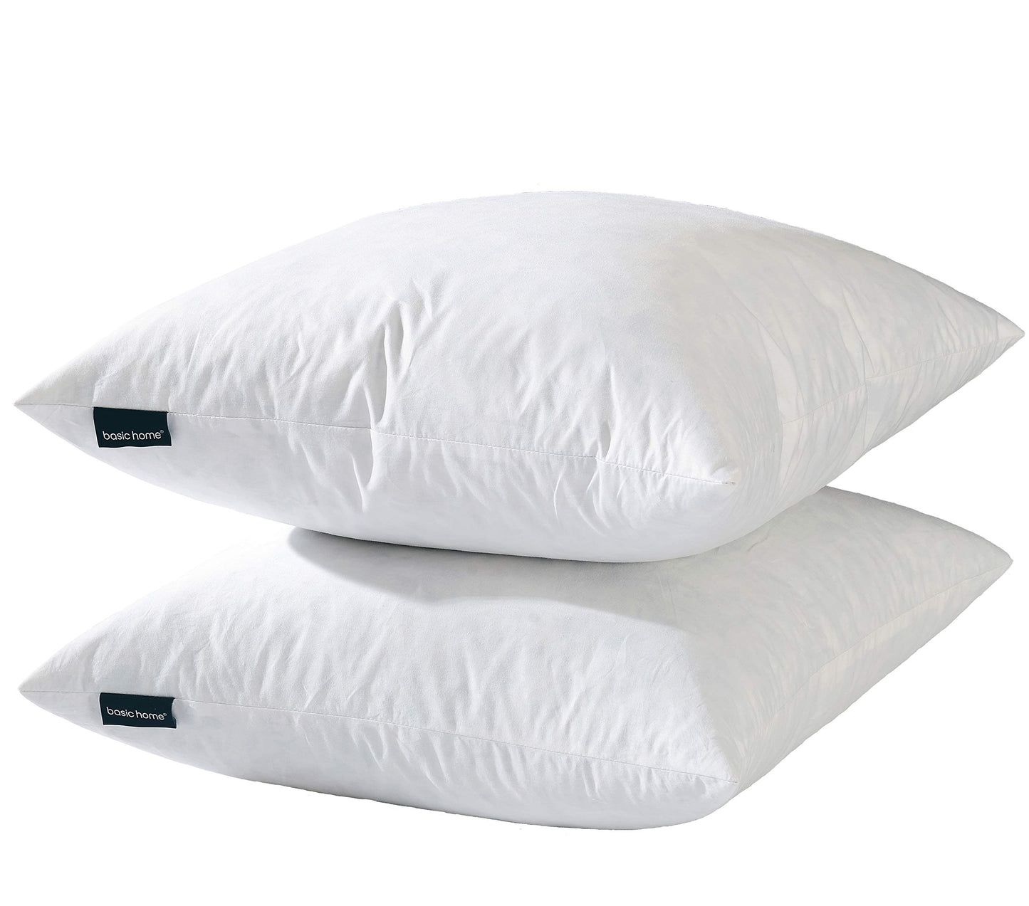 basic home® Hotel-Style Goose Feather Pillow Insert for Sofa & Bed - 100% Odorless & Plump Cushion Filler - 233TC Cotton with Inner Liner to Prevent Poking (18x18 Inch)