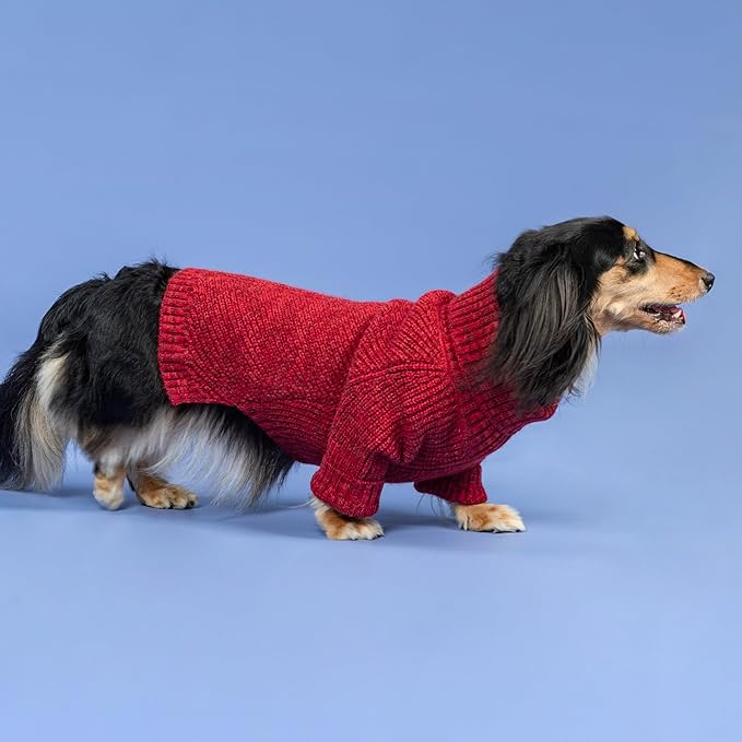 Fitwarm Knitted Turtleneck Dog Sweater, Thermal Dog Winter Clothes for Small Dogs Boy Girl, Holiday Pet Outfit, Heather Dark Red, XS