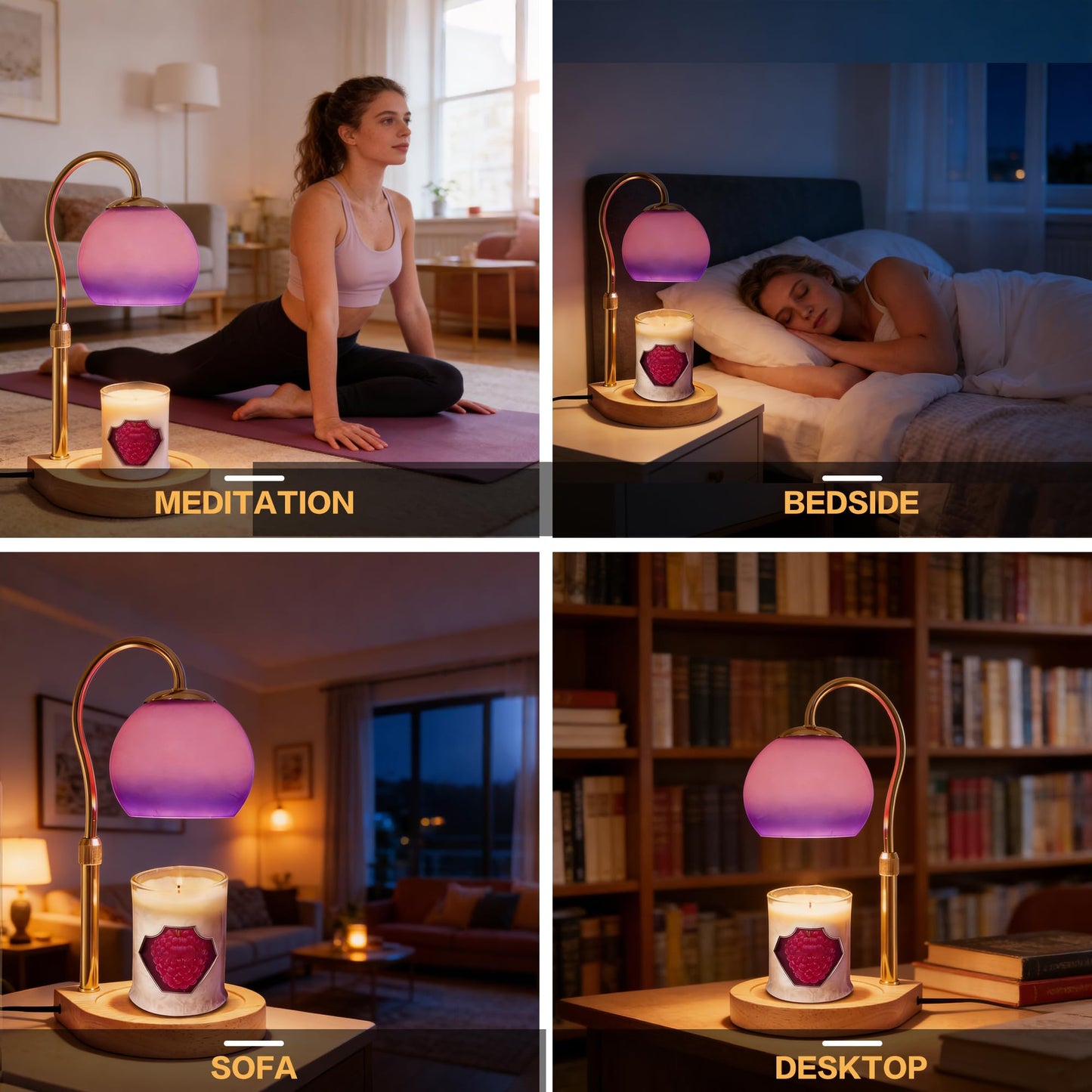 DALUXshop Candle Warmer Lamp with Timer 2H/4H/8H, Adjustable Height Dimmable Candle Lamp with 2 Bulbs, Wax Melt Warmer for Jar Candles, House Warming, Home Decor, Christmas Gifts for Women Mom(Purple)