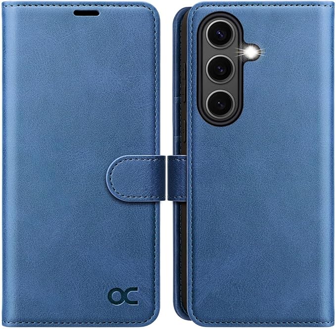 OCASE Compatible with Galaxy S25 FE Wallet Case, PU Leather Flip Folio Case with Card Holders RFID Blocking Kickstand [Shockproof TPU Inner Shell] Protective Phone Cover 2025, Light Blue