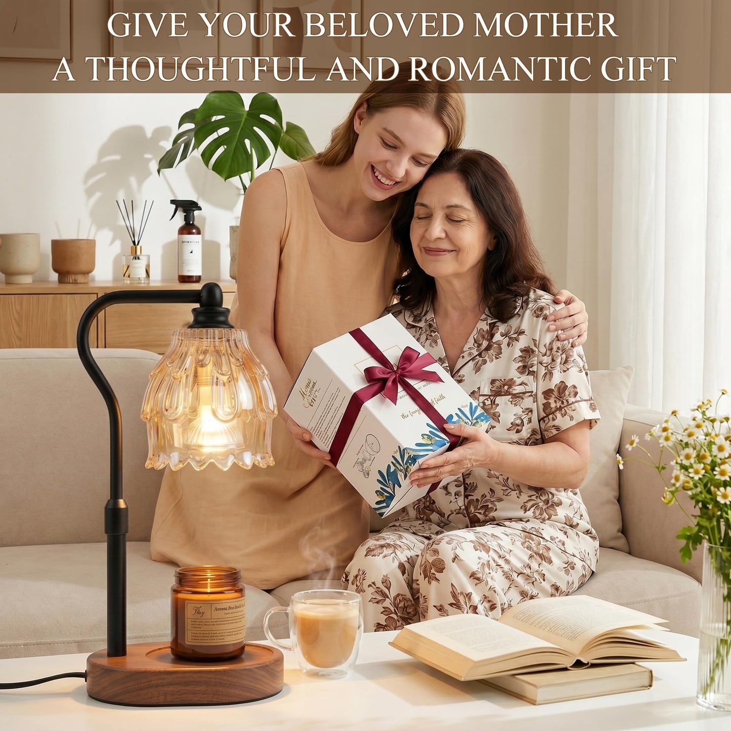 Candle Warmer Lamp with Timer and Wireless Remote Control, Dimmable Candle Warmer for Jar Candles, Height Adjustable Wax Melts Warmer, Mothers Day Birthday Gift for Women, House Warming New Home Decor