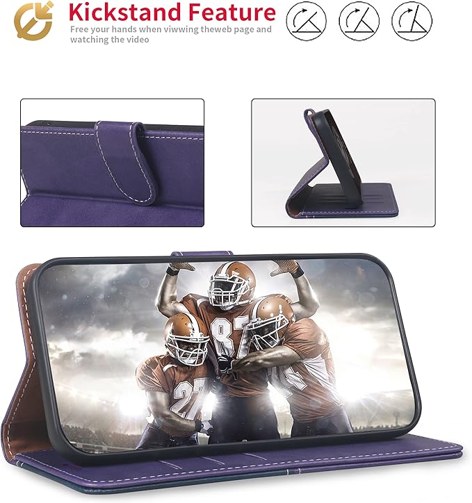 CIVICASE for iPhone 16 Pro Wallet Case,PU Leather Flip Case RFID Blocking Credit Card Holder Folio Magnetic Stand TPU Shockproof Cover Compatible with iPhone 16 Pro, Purple Blue